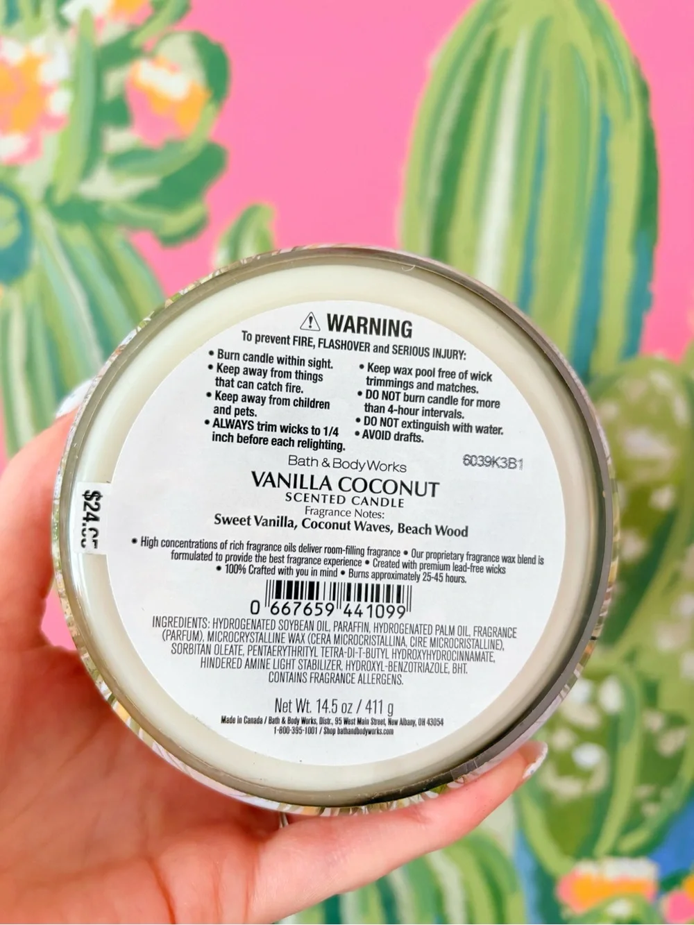 Bath & Body Works Vanilla Coconut 3-Wick Candle 🥥🤍✨ - Picture 2 of 3
